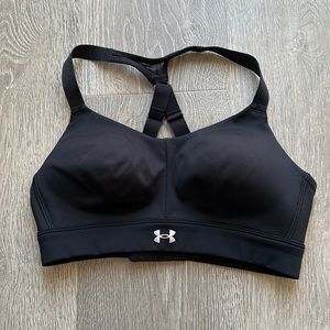 Under Armour Black Sports Bra with White Logo